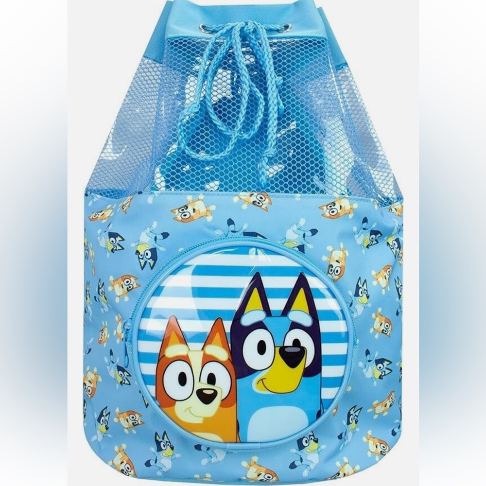 Bluey Swimming Bags Kids Beach Pool Swim Drawstring Backpack For Boys Or Girls